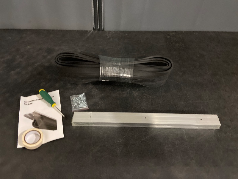 Photo 1 of Garage Door Seals Bottom Rubber – 10FT EPDM Weatherproof Seal with Pre-Drilled Aluminum Track Retainer Kit, Fits 8-20FT Doors, Rodent Proof, Noise Reducing (1.57" Width, Black)
