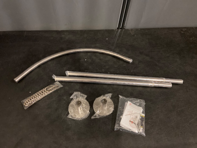 Photo 1 of Corner Shower Curtain Rod Adjustable Stainless Steel L Shaped Rack Drill Free Install for Bathroom, Bathtub, Clothing Store (35.5"-51.2" x 35.5"-51.2")
