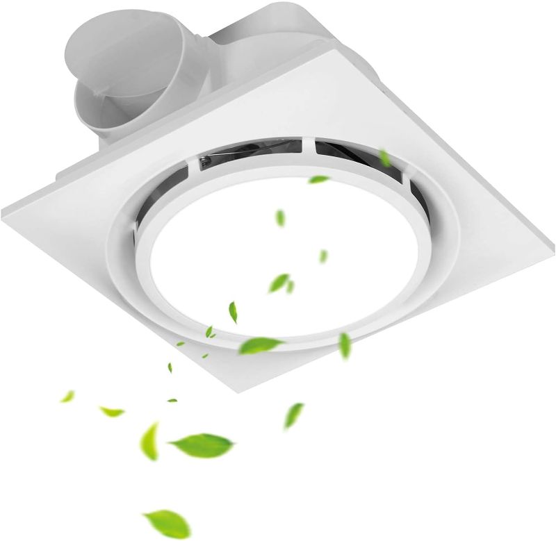 Photo 1 of Bathroom Exhaust Fan with LED Light 12x12 IN Panel, Mounting Opening 10x10 IN 145CFM Ultra Quiet 1.0 Sone Exhaust Fan with 1500lm 6000K Bathroom Fan Light Combo for home, office etc?Round?
