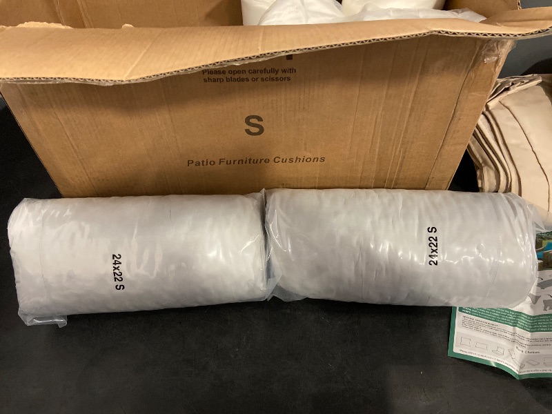 Photo 1 of Outdoor Chair Cushions Set of 4, Waterproof Backrest and Deep Seat Cushion Set for Patio Furniture, Outdoor Sofa Replacement Cushions with Removable Cover, 24 x 24 Inch, Cream
