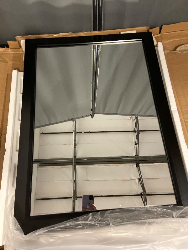 Photo 1 of 22x30 Inch Black Bathroom Mirror for Wall, Thick Metal Framed Rectangle Mirrors for Over Sink, Bedroom, Living Room, Entryway, Anti-Rust, HD Tempered Glass