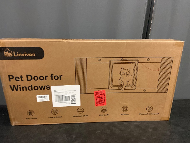 Photo 1 of Cat Door for Window, Quick Installation Adjustable Width of 27"-32", Cat Window Door with 4 Locking Modes, Magnetic Closure Design, Weatherproof Aluminum Frame Cat Door Window Insert
