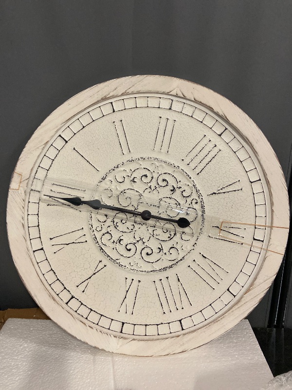 Photo 1 of Large Decorative Vintage Worn Wall Clock - Big Farmhouse, Rustic, Coastal Decor - 25 inches for Living Room or Bedroom - Battery Operated
