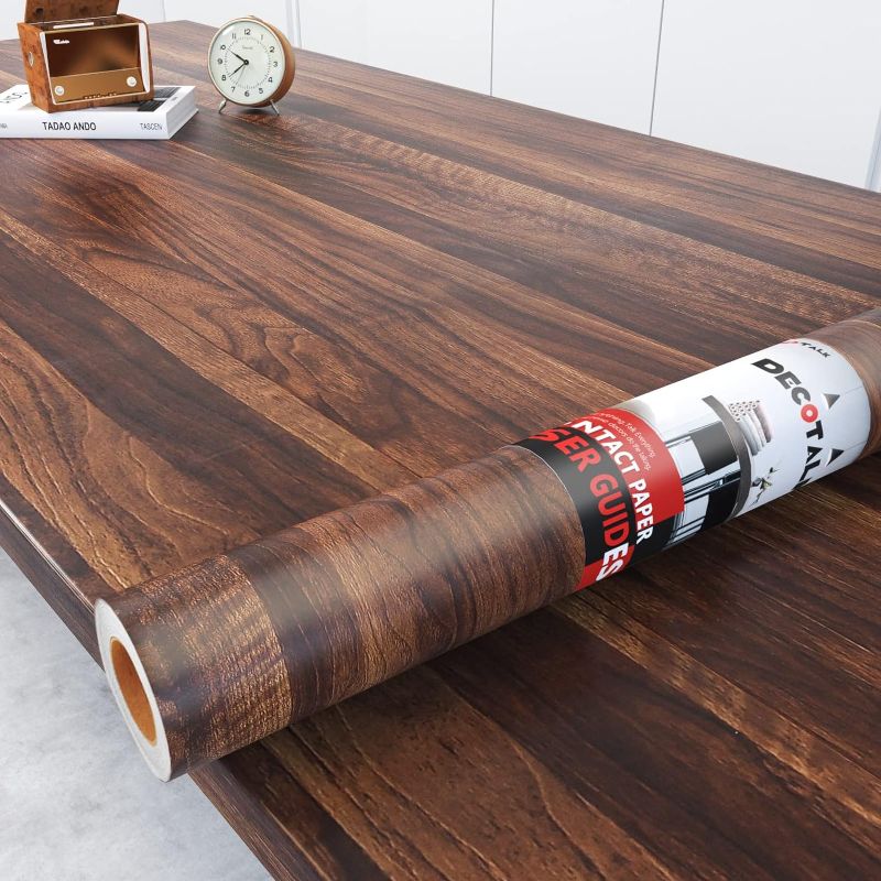 Photo 1 of Decotalk 30"x120" Walnut Wood Contact Paper Peel and Stick Wood Wallpaper Wood Grain Contact Paper for Cabinets Walnut Wood Wallpaper Self Adhesive Contact Paper Wood Vinyl Wrap Wallpaper Removable