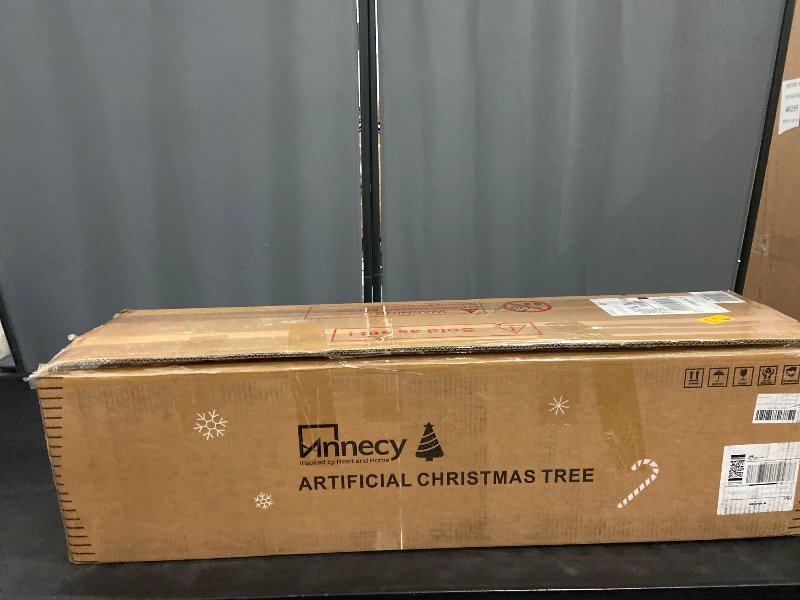 Photo 1 of Annecy 6ft Pre-Lit Christmas Tree, Green Artificial Full Spruce Christmas Tree for Home, Office, Party Decoration w/ 970 Branch Tips, 250 Warm White & Multi-Color Lights, Metal Hinges&Base,Green 6 ft