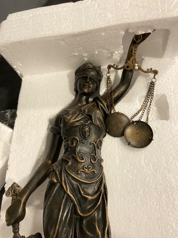 Photo 1 of Lady Justice Statues Home Decor - Resin 21.5" H Large Antique Roman Greek Lawyer Statue with Scales and Sword for Desk Office Decoration 8.5 * 5.5 * 21.5 Inch

