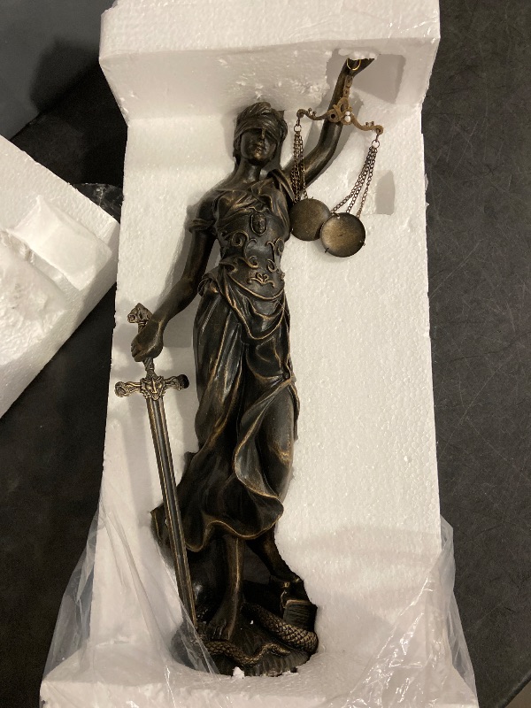 Photo 1 of Lady Justice Statues Home Decor - Resin 21.5" H Large Antique Roman Greek Lawyer Statue with Scales and Sword for Desk Office Decoration 8.5 * 5.5 * 21.5 Inch
