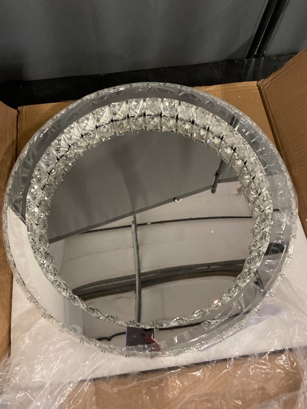 Photo 1 of Fintonglan 17.7" Crystal Flush Mount Ceiling Light Fixtures Modern Round LED Chandelier Light Fixture Ceiling Lamp for Living Room Dining Room Kitchen 48W 6000K