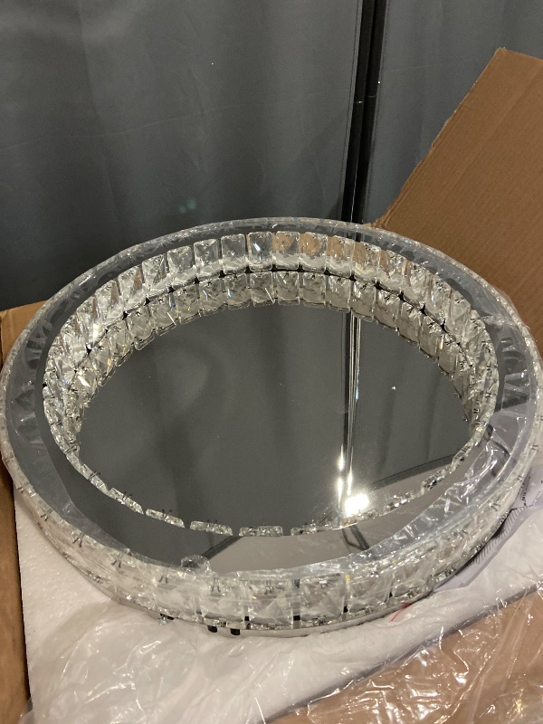 Photo 1 of Fintonglan 17.7" Crystal Flush Mount Ceiling Light Fixtures Modern Round LED Chandelier Light Fixture Ceiling Lamp for Living Room Dining Room Kitchen 48W 6000K