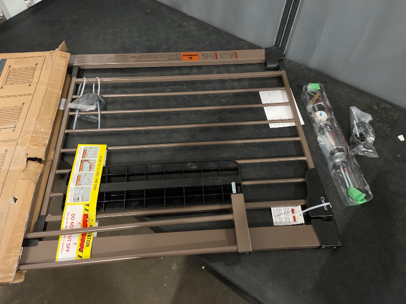 Photo 1 of Cumbor 29.7-40.6" Baby Gate for Stairs, Mom's Choice Awards Winner-Dog Gate for Doorways, Pressure Mounted Auto-Close Pet Gates for Dogs Indoor, Safety Child Gate with Easy Walk Thru Door, Brown