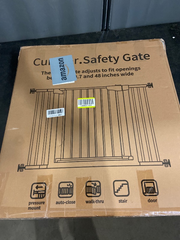 Photo 1 of Cumbor 29.7-48" Baby Gate for Stairs, Mom's Choice Awards Winner-Dog Gates for Doorways, Auto Close Safety Pet Gate for Dogs Indoor, Easy Install Pressure Mounted Child Gate with Walk Thru Door, White