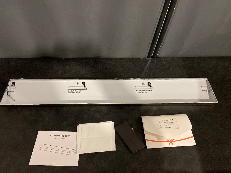 Photo 1 of IIIOIIIA Stove Top Magnetic Shelf for Kitchen Organization, 30" Magnetic Spice Rack Over The Stove, 4" Deep Spice Organizer with Border All Around, Brushed Stainless, Black
