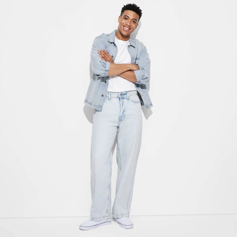 Photo 1 of 34x32 Men's Baggy Fit Jeans - Original Use™ Light Wash Midweight Denim, Straight Leg, Regular Rise, Fly Button Closure