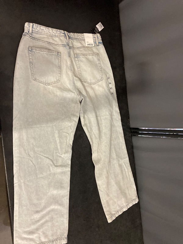 Photo 1 of 34x32 Men's Baggy Fit Jeans - Original Use™ Light Wash Midweight Denim, Straight Leg, Regular Rise, Fly Button Closure