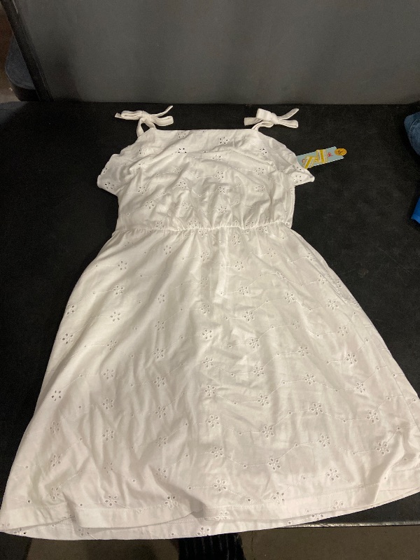 Photo 1 of SIZE L Girls' Sleeveless Knit Eyelet Dress - Cat & Jack™ White L: Midweight a-Line, Embroidered, Side Pocket