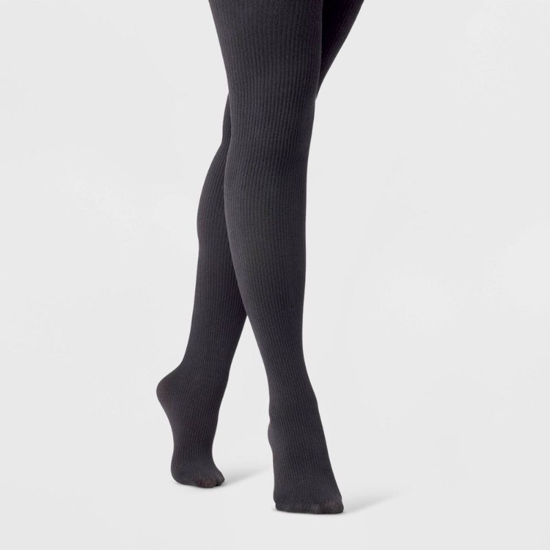 Photo 1 of M/L Women's Ribbed Fleece Lined Tights - a New Day™ Black M/L
