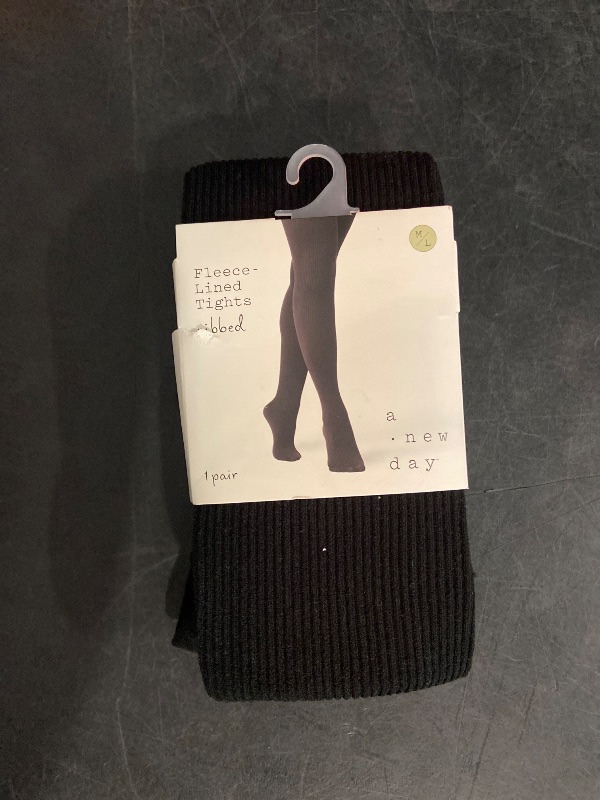 Photo 1 of M/L Women's Ribbed Fleece Lined Tights - a New Day™ Black M/L