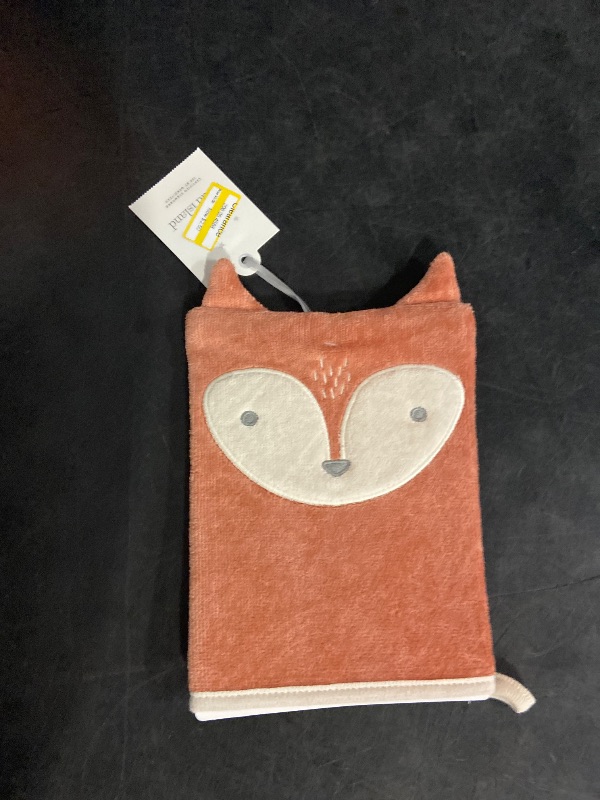 Photo 1 of Baby Wash Mittens - Cloud Island™ Brown: Cotton Animal Icon Hand Towel