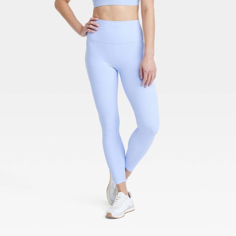 Photo 1 of Size L Women's Everyday Soft High-Rise Ribbed 7/8 Leggings - All in Motion™ Periwinkle Blue L: Moisture Wicking, UPF 50+