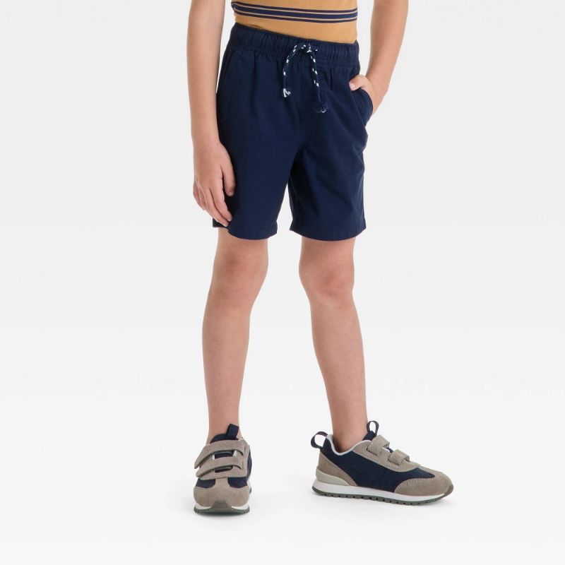 Photo 1 of 12M Toddler Boys' Pull-on Woven Shorts - Cat & Jack™ Navy Blue 12M: Cotton Twill, Midweight, Drawstring