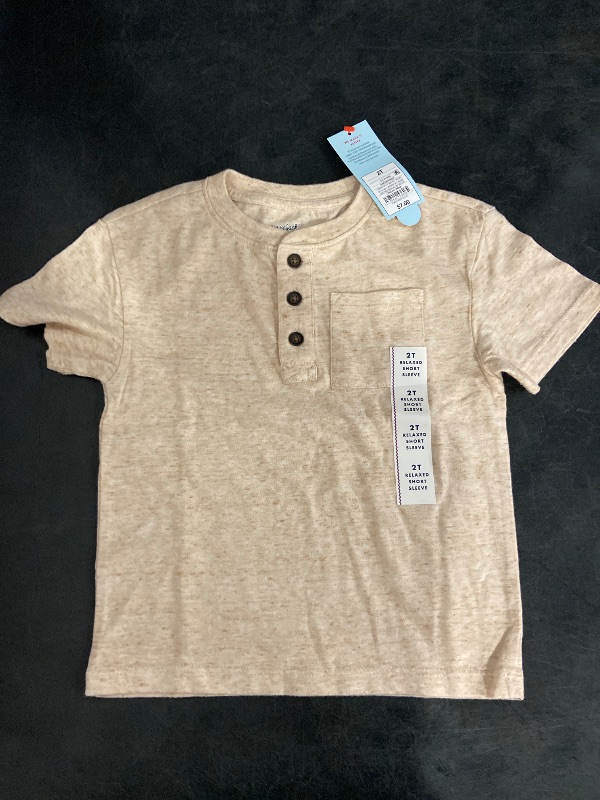 Photo 1 of Size 2T Toddler Boys' Short Sleeve Henley T-Shirt - Cat & Jack™ Almond Cream 2T