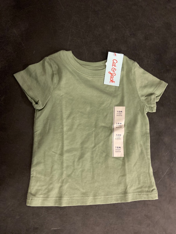Photo 1 of Size 18M Toddler Boys' Short Sleeve Jersey Knit Solid T-Shirt - Cat & Jack™ Green 18M: Crew Neck, Pullover
