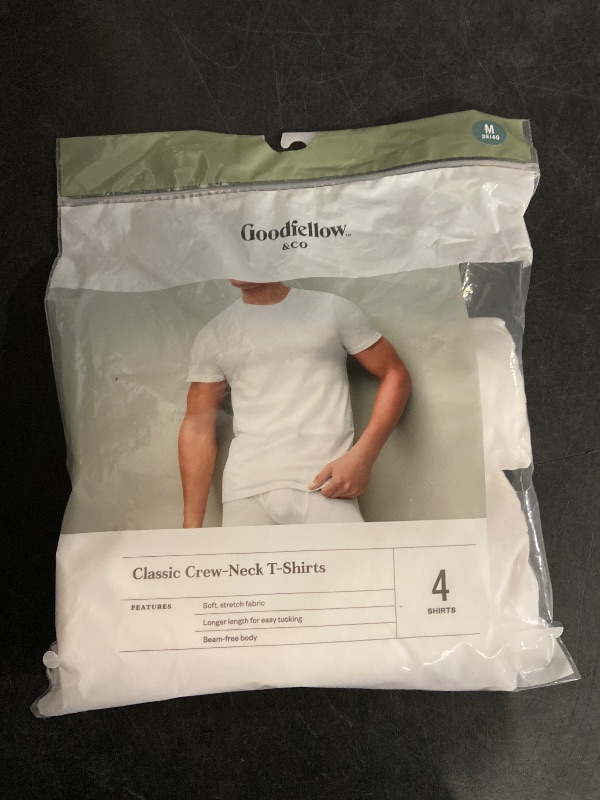 Photo 1 of Size M Men's Short Sleeve 4pk Crew Neck T-Shirt - Goodfellow & Co™ White M: Cotton Jersey,