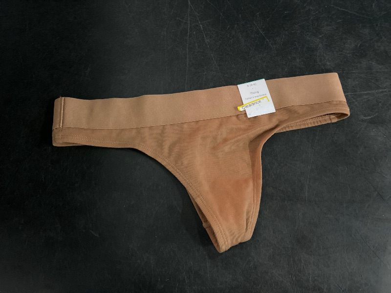 Photo 1 of Size S Women's Cotton Stretch Thong with Elastic Waist - Auden™ Brown S