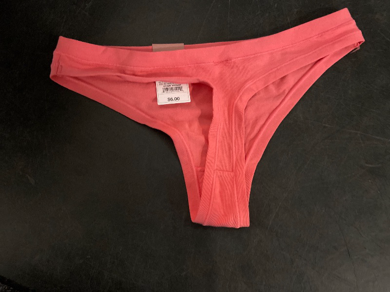 Photo 1 of Size L Women's Cotton Stretch Comfort Thong - Auden™ Coral L: Low Rise, Fold Over Waistband, Midweight Jersey, Machine Washable