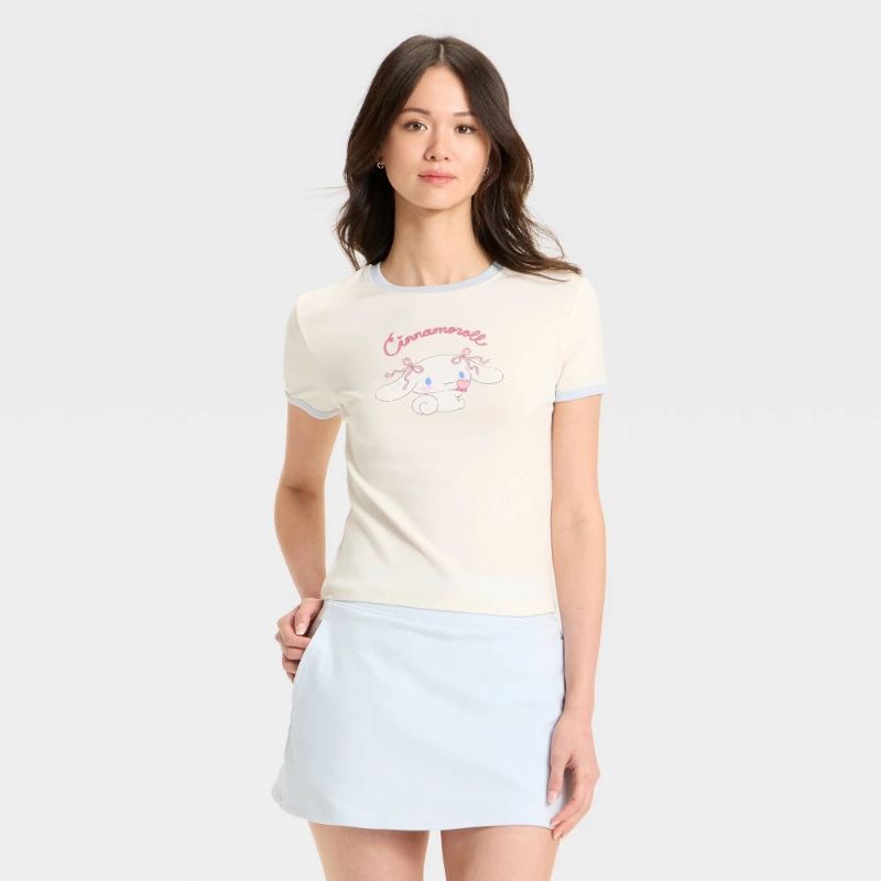 Photo 1 of Size M Women's Cinnamoroll Short Sleeve Graphic Baby T-Shirt - Ivory M