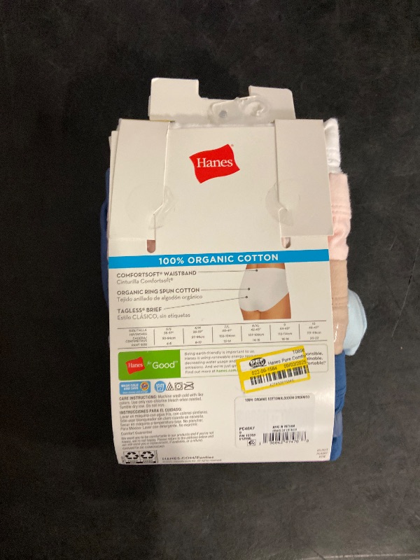 Photo 1 of Size 9Hanes Pure Comfort Women’s 6pk Organic Cotton Briefs - Colors May Vary 9: High Rise Knit Underwear