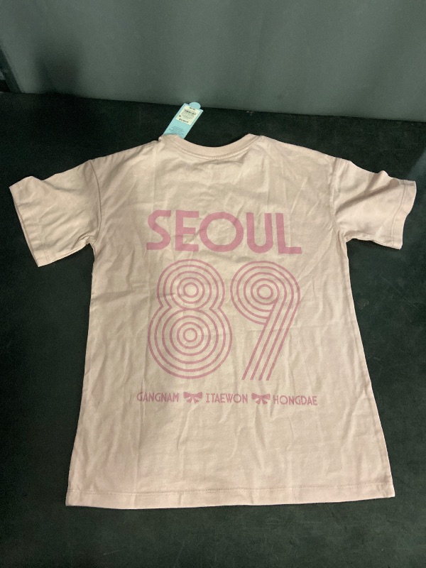 Photo 1 of Size L (10/12) Girls' Short Sleeve Oversized Seoul Graphic T-Shirt - Cat & Jack™ Dusty Pink L