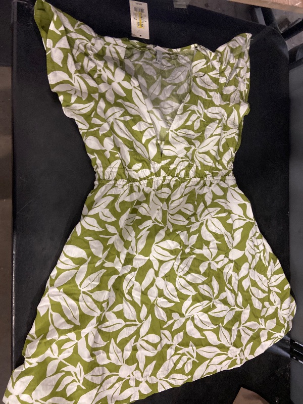 Photo 1 of Size M Women's Short Flutter Sleeve Mini a-Line Dress - a New Day™ Green/White Leaf M