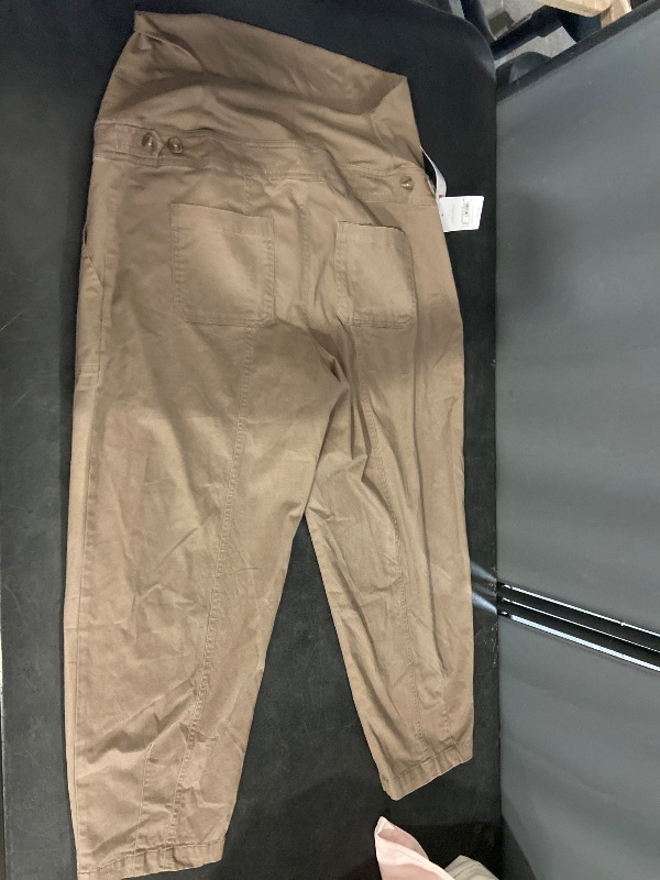 Photo 1 of Size L Over the Belly High-Rise Barrel Leg Maternity Pants - Isabel Maternity by Ingrid & Isabel™ Brown L: Ankle Length, Ultimate Stretch