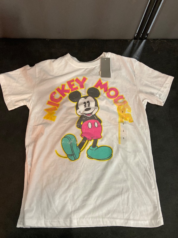 Photo 1 of Size S Women's Mickey Short Sleeve Graphic T-Shirt - White S: Cotton Blend, Crew Neck, Knit Fabric, Tagless, Pullover Style