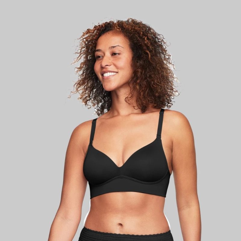 Photo 1 of Size 38C Simply Perfect by Warner's Women's Longline Convertible Wirefree Bra - Black 38C: Medium Support, Lightly Lined