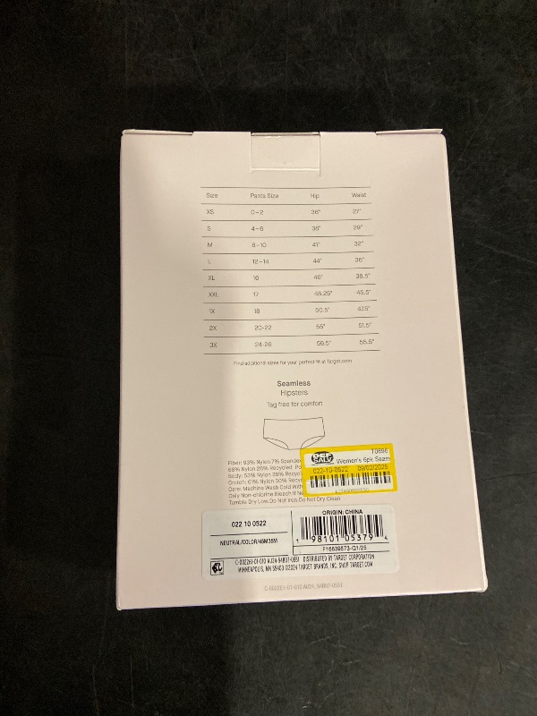 Photo 1 of Size L Women's 6pk Seamless Hipster Underwear - Auden™ Assorted Color L: Solid & Stripe Knit, Lightweight Fabric