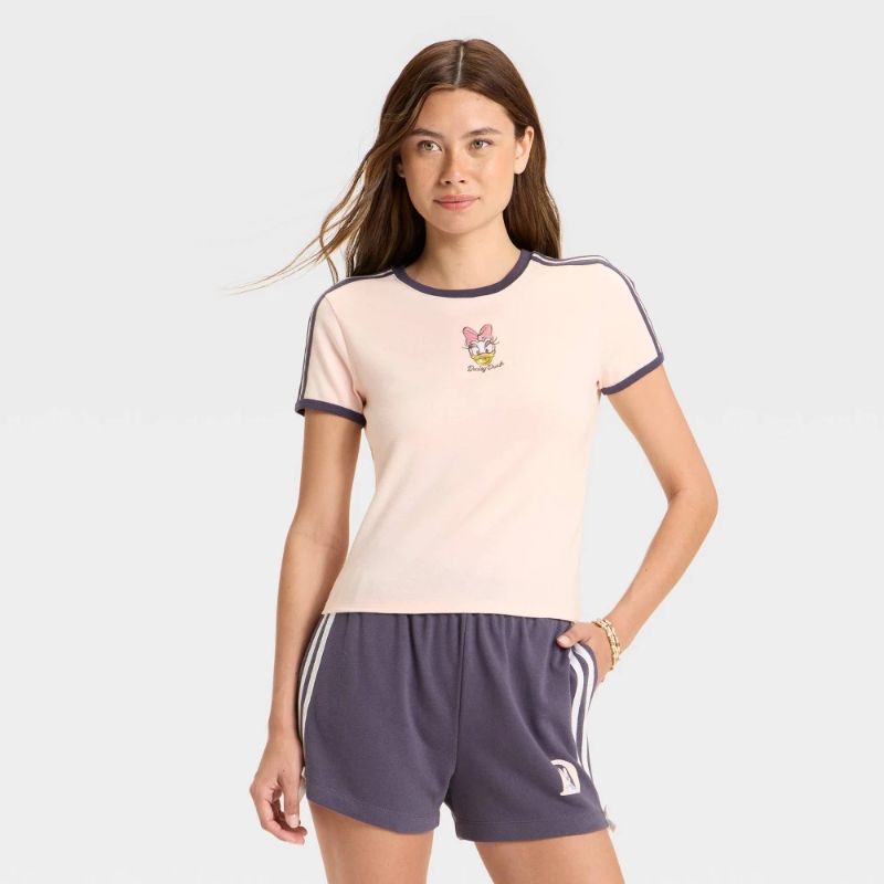 Photo 1 of Size M Women's Daisy Duck Short Sleeve Graphic Baby T-Shirt - Light Pink M