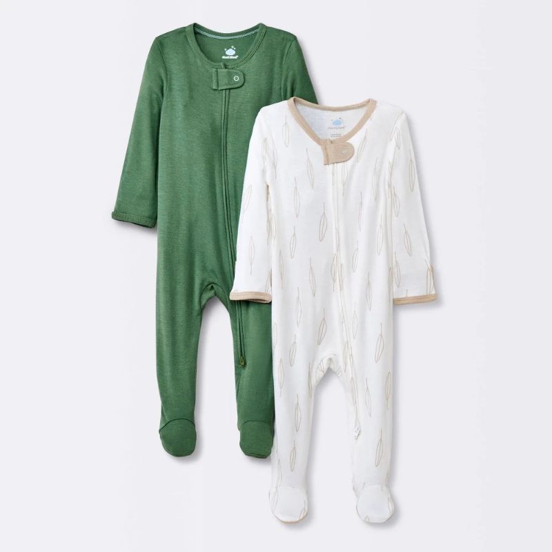 Photo 1 of 6-9M - Baby Boys' 2pk So Very Soft Modal Blend Sleep N' Play - Cloud Island™ Green 6-9M: Footed Pajamas, Mitten Cuff