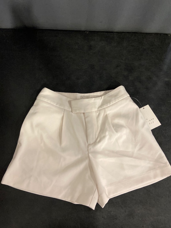 Photo 1 of Size 2 Women's High-Rise Tailored Shorts - a New Day™ White 2: Midweight, 4" Inseam, Fly Hook Closure