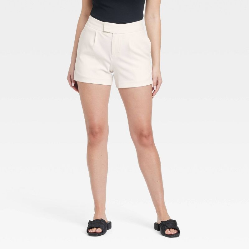 Photo 1 of Size 2 Women's High-Rise Tailored Shorts - a New Day™ White 2: Midweight, 4" Inseam, Fly Hook Closure