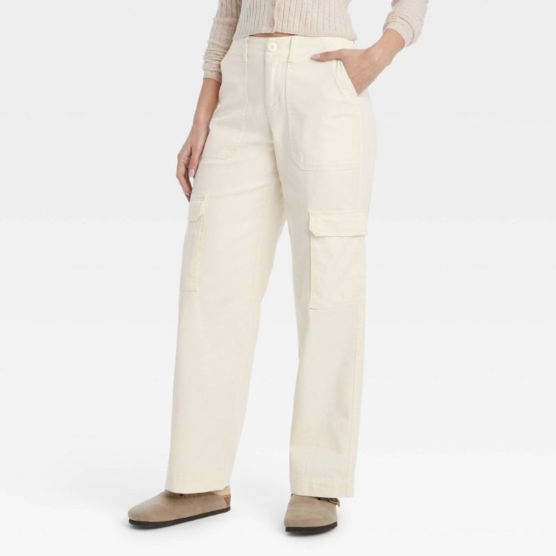 Photo 1 of Size 2 Women's Mid-Rise Utility Cargo Pants - Universal Thread™ Cream 2
