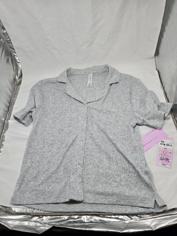 Photo 1 of Gray XS Women's Pointelle Notch Collar Pajama Shirt - Wild Fable™