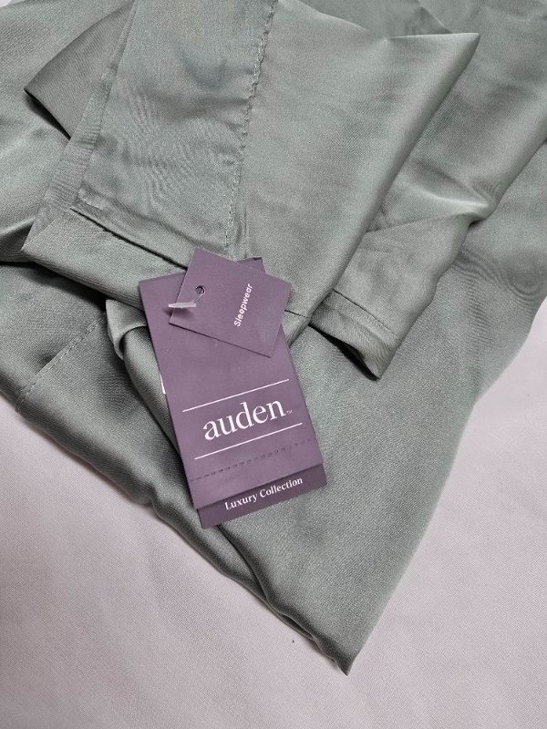 Photo 1 of M Women's Satin Notch Collar Long Sleeve Pajama Shirt - Auden™ Green