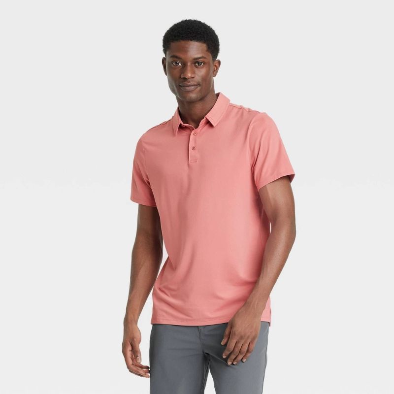 Photo 1 of M Men's Short Sleeve Jersey Polo Shirt - All in Motion™ Mauve M: Moisture Wicking, Midweight, Top