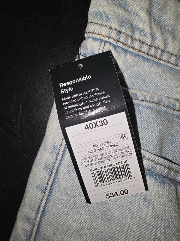 Photo 1 of 40x30: Men's Baggy Fit Jeans - Original Use™ Light Wash Midweight Denim, Straight Leg, Regular Rise, Fly Button Closure