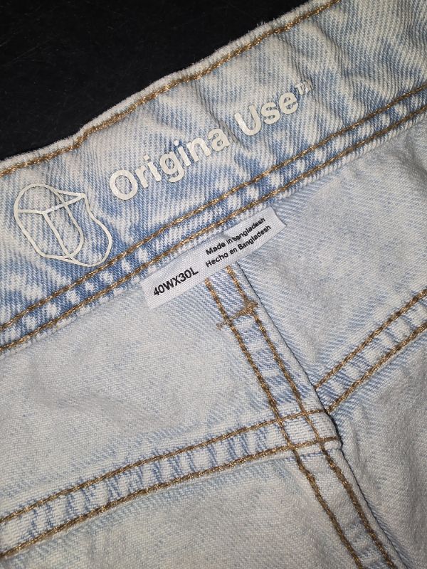 Photo 1 of 40x30: Men's Baggy Fit Jeans - Original Use™ Light Wash Midweight Denim, Straight Leg, Regular Rise, Fly Button Closure