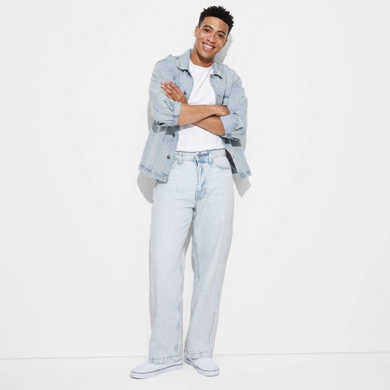 Photo 1 of 40x30: Men's Baggy Fit Jeans - Original Use™ Light Wash Midweight Denim, Straight Leg, Regular Rise, Fly Button Closure