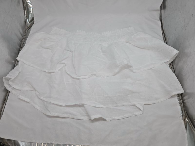 Photo 1 of L Women's Two Tiered Smocked Waistband Cover up Skirt - Wild Fable™ White L: Cotton, Pull-on, Breathable Fabric