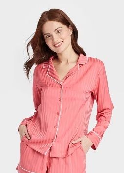 Photo 1 of M Women's Luxury Collection Shadow Striped Satin Notch Collar Top- Auden™